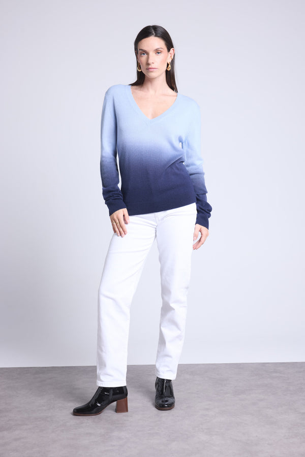 PULL COL V DIP DYE - EBENE