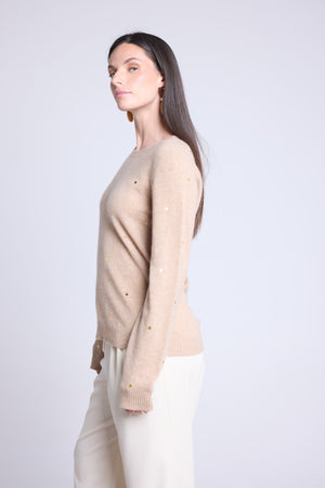 PULL COL ROND POINTS DORES - JOSEPHINE