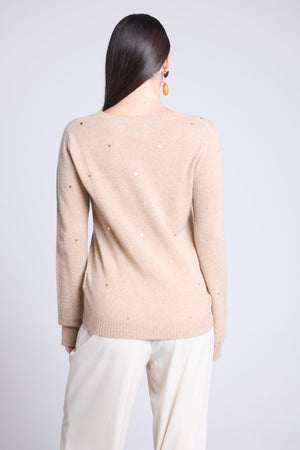 PULL COL ROND POINTS DORES - JOSEPHINE
