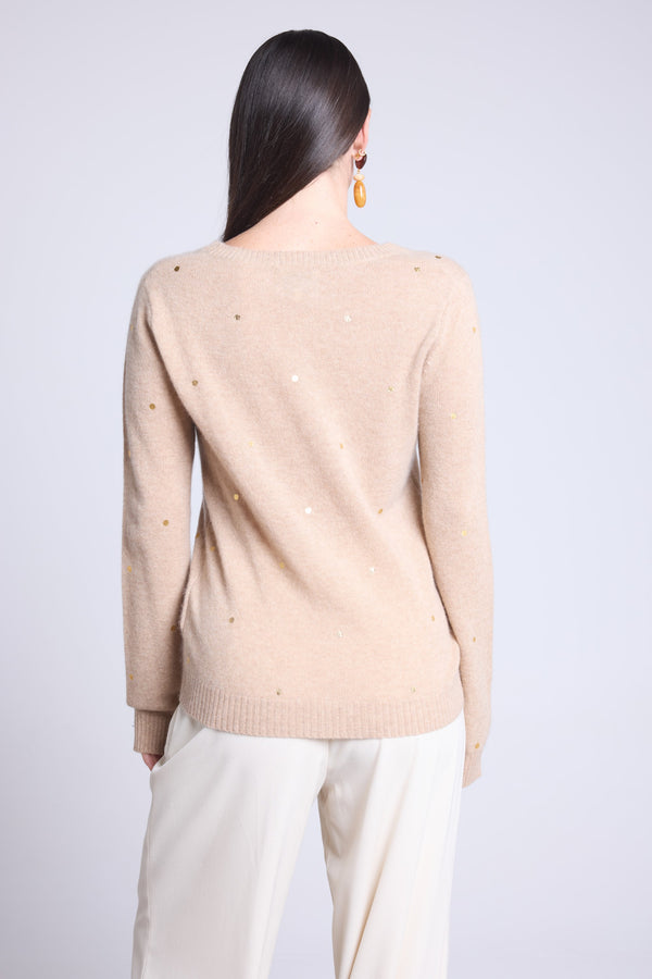 PULL COL ROND POINTS DORES - JOSEPHINE
