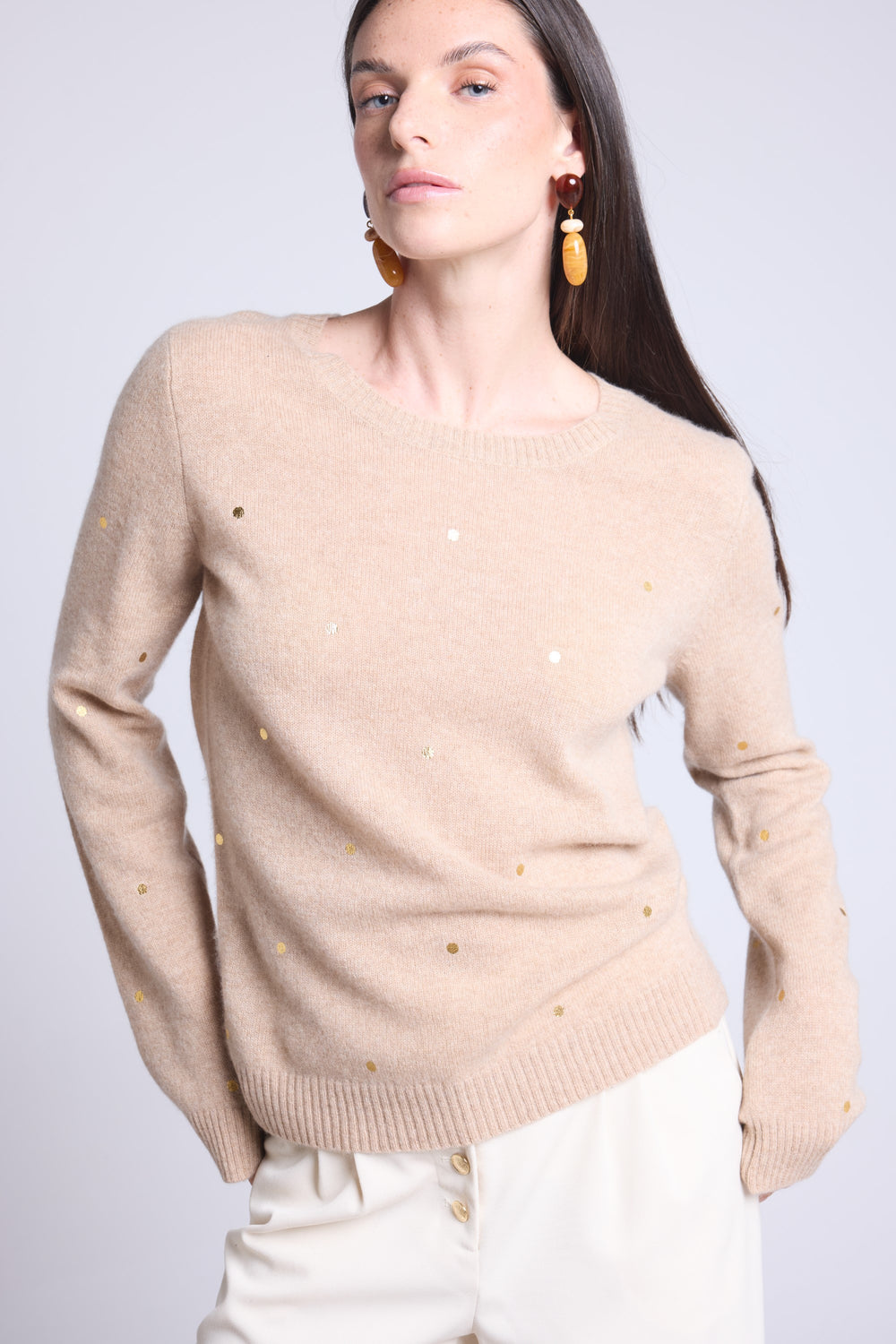 PULL COL ROND POINTS DORES - JOSEPHINE