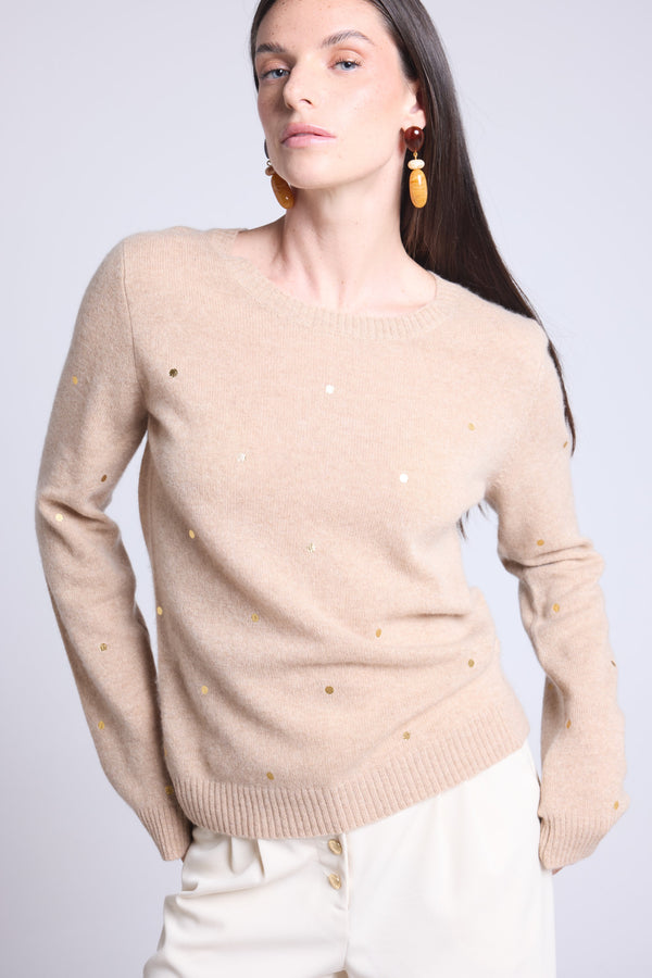 PULL COL ROND POINTS DORES - JOSEPHINE