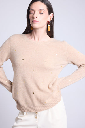 PULL COL ROND POINTS DORES - JOSEPHINE
