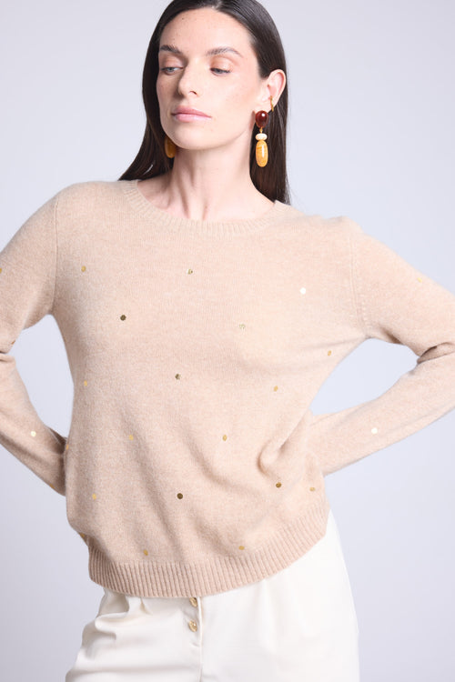 PULL COL ROND POINTS DORES - JOSEPHINE