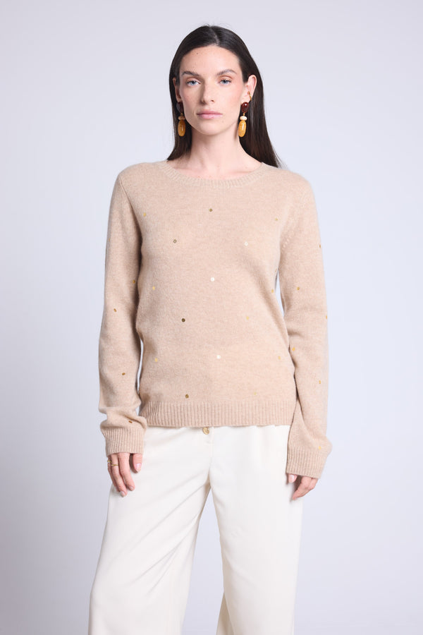 PULL COL ROND POINTS DORES - JOSEPHINE