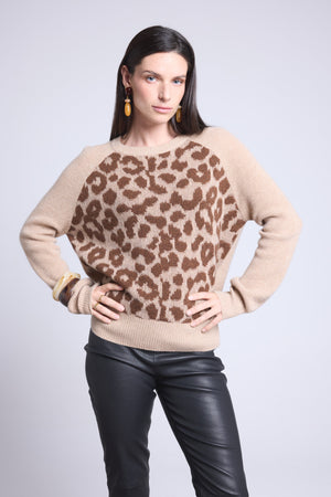 PULL COL ROND JACQUARD LEOPARD - LARA