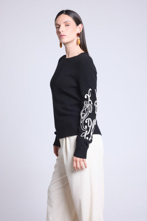 PULL COL ROND BRODERIE MANCHES - MICHA