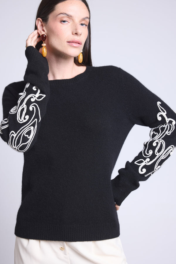 PULL COL ROND BRODERIE MANCHES - MICHA