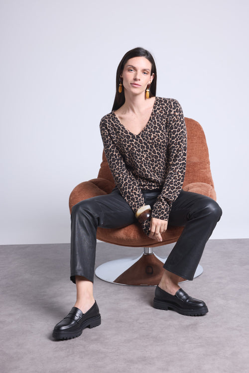 Pull Col Rond Print Leopard Noemi