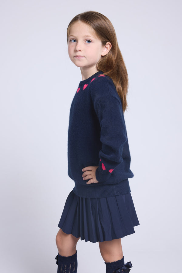 PULL COL ROND CŒURS COL ET POIGNETS - PEARL