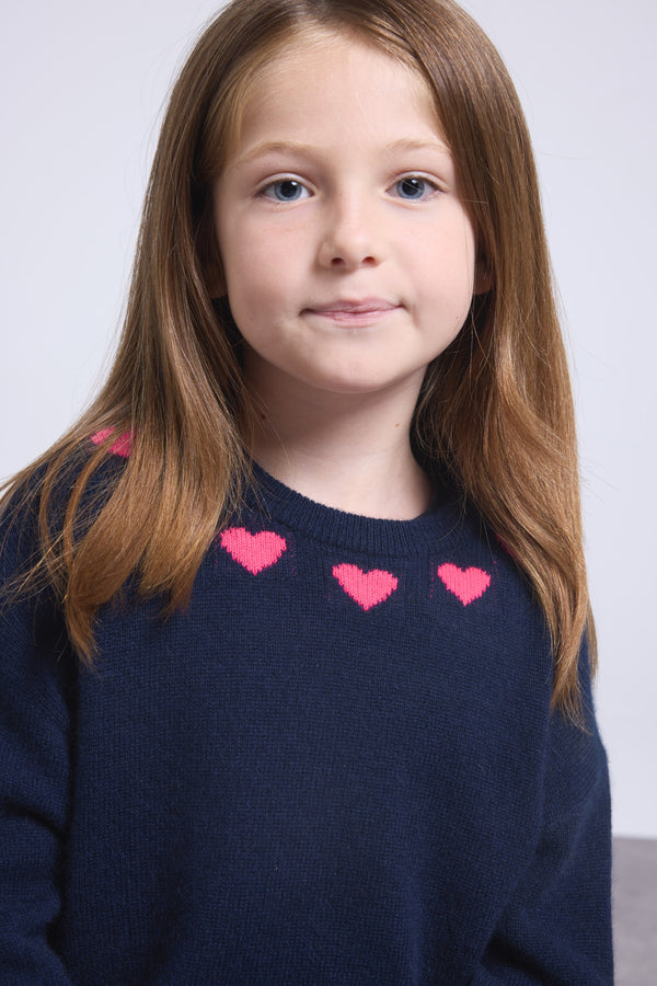 Pull Col Rond Cœurs Col Et Poignets Pearl