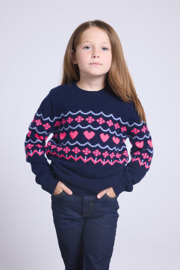 PULL COL ROND MONTAGE CŒURS - PEPPA