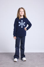 Pull Col Rond Gros Flocon Poirot Fille