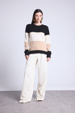 PULL COL ROND TRICOLOR - SELENE