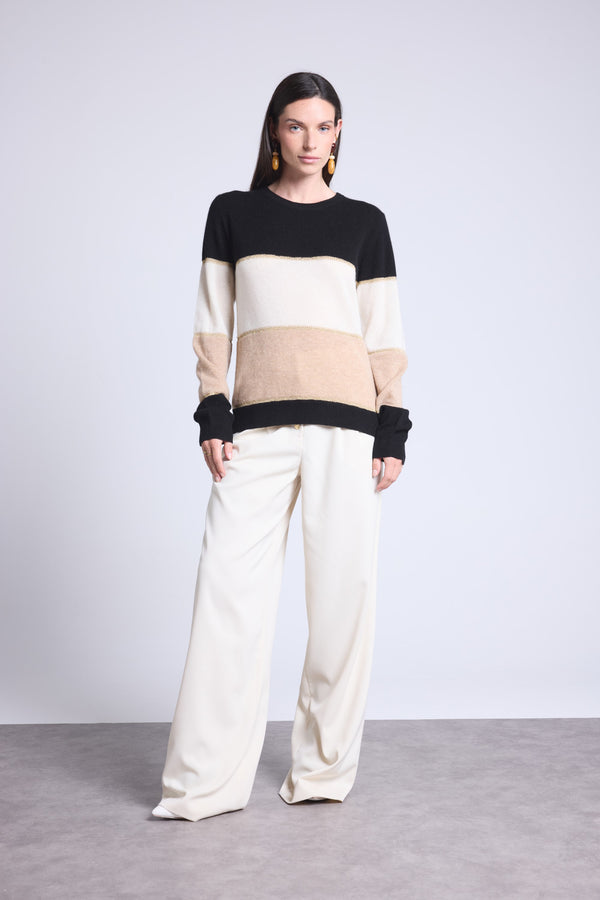 PULL COL ROND TRICOLOR - SELENE