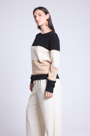 PULL COL ROND TRICOLOR - SELENE