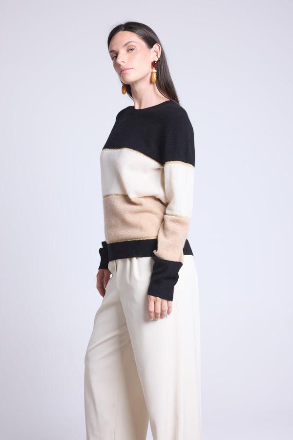PULL COL ROND TRICOLOR - SELENE
