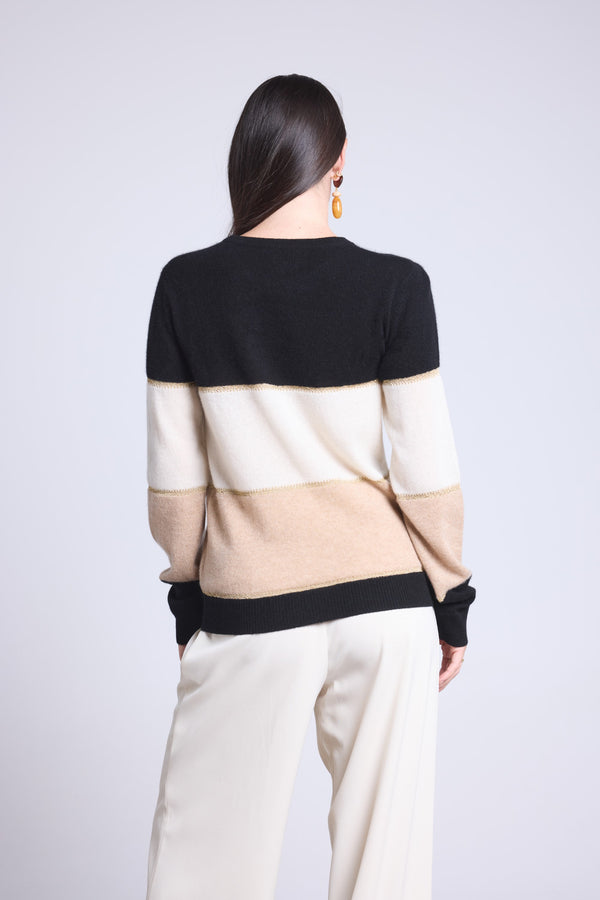 PULL COL ROND TRICOLOR - SELENE
