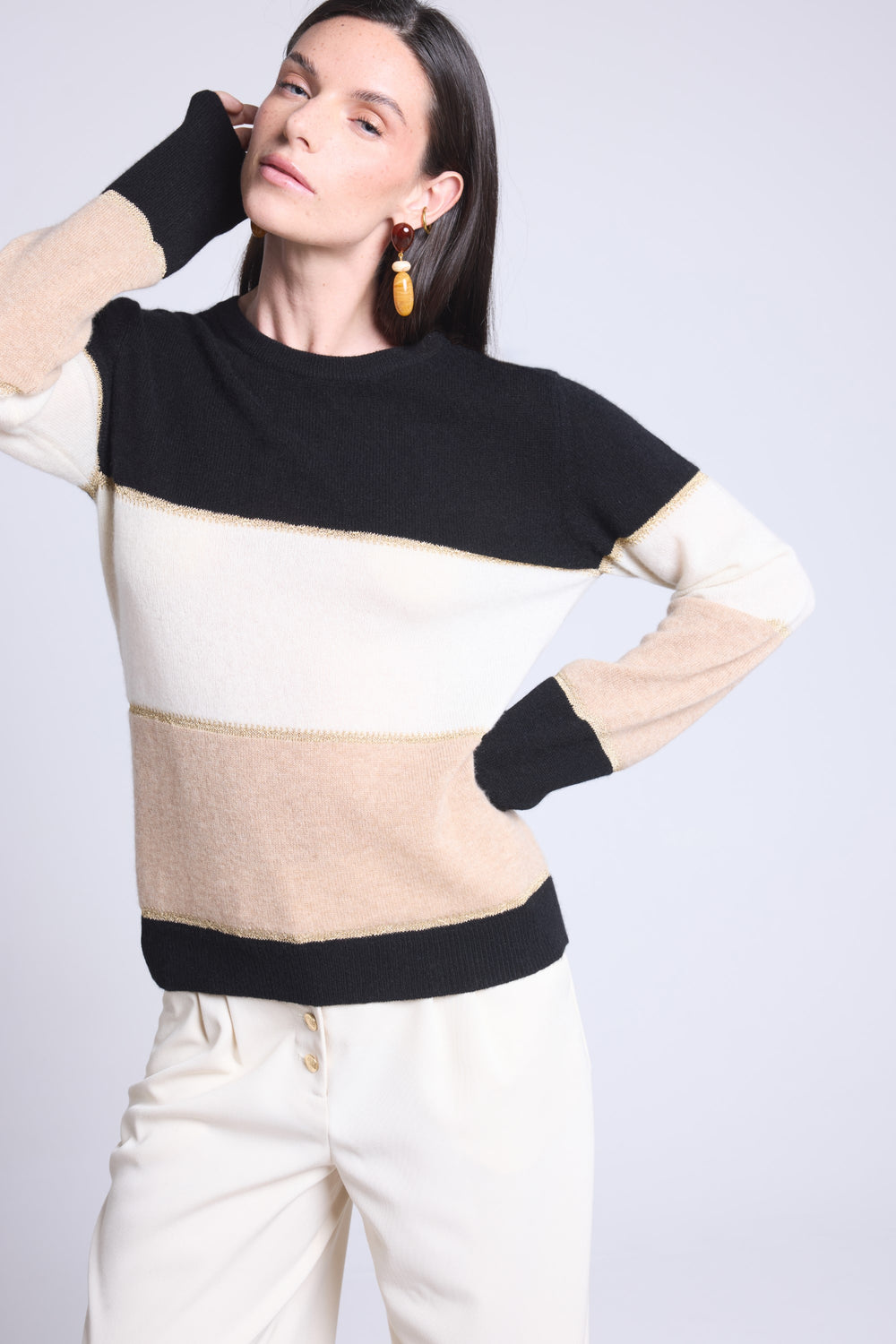 PULL COL ROND TRICOLOR - SELENE