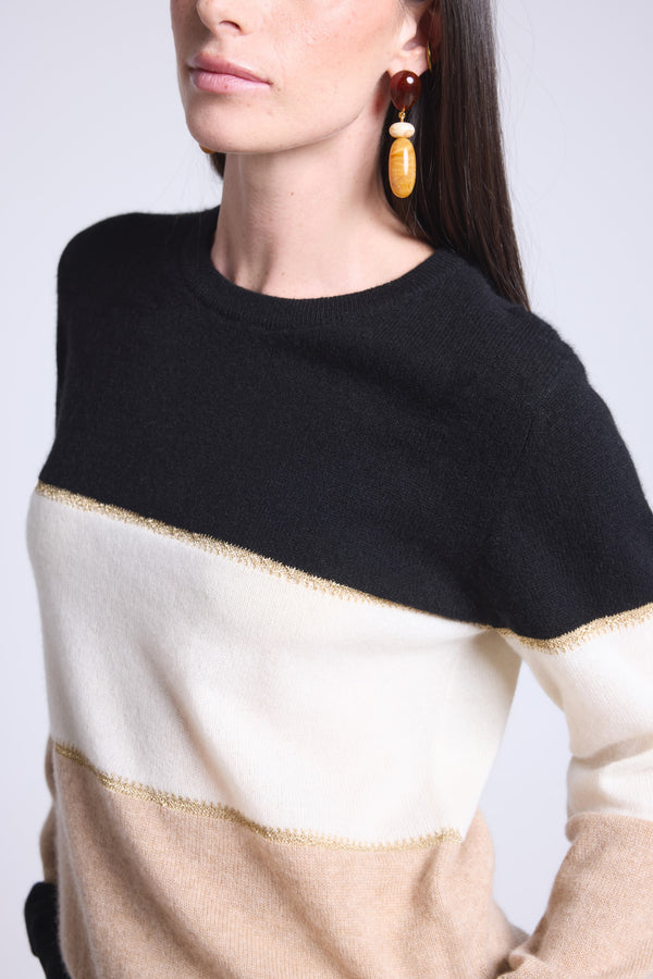 PULL COL ROND TRICOLOR - SELENE