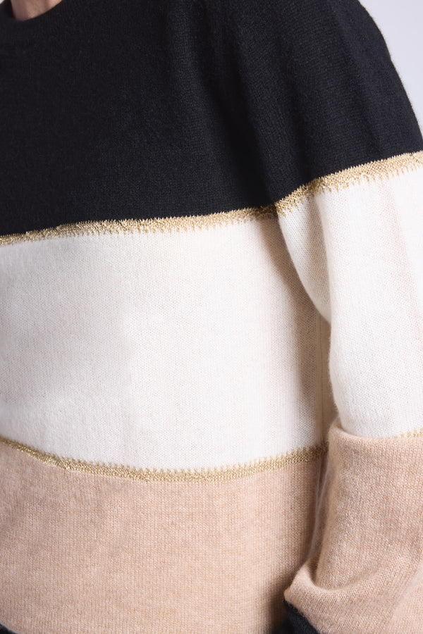 PULL COL ROND TRICOLOR - SELENE