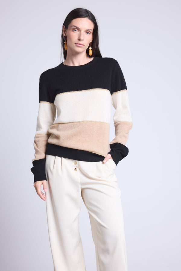 PULL COL ROND TRICOLOR - SELENE