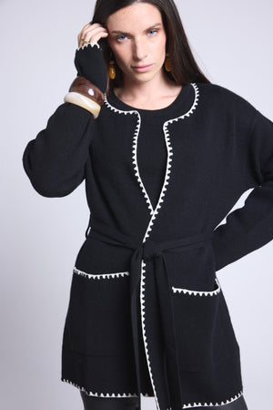 VESTE LONGUE BORDURES CONTRASTEES - SMERALDA