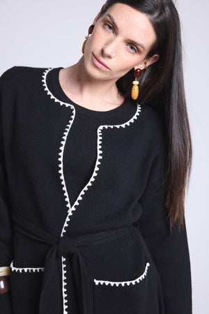 VESTE LONGUE BORDURES CONTRASTEES - SMERALDA