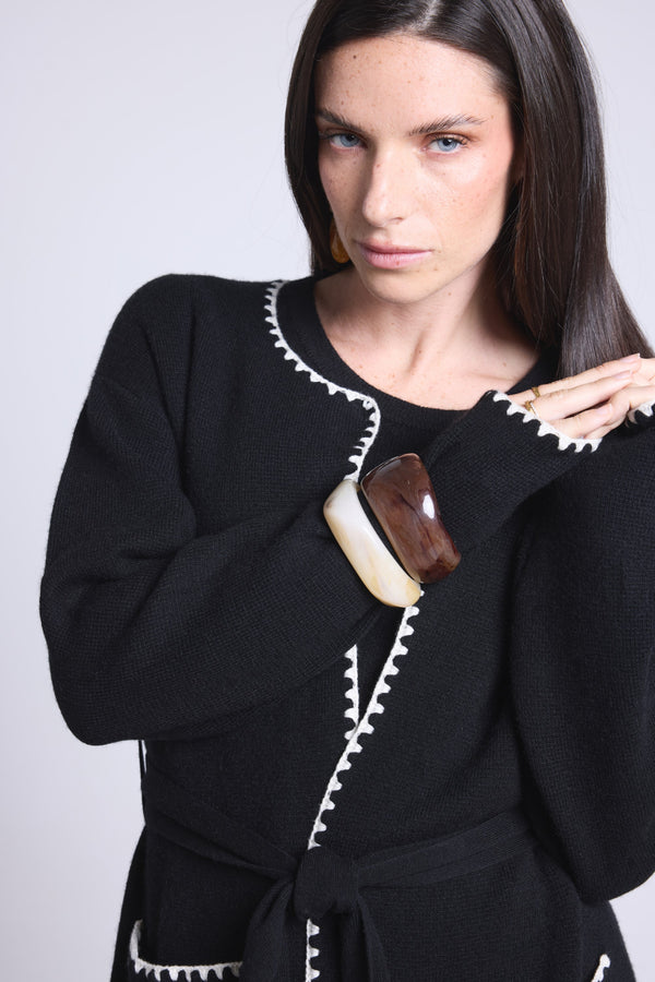 VESTE LONGUE BORDURES CONTRASTEES - SMERALDA