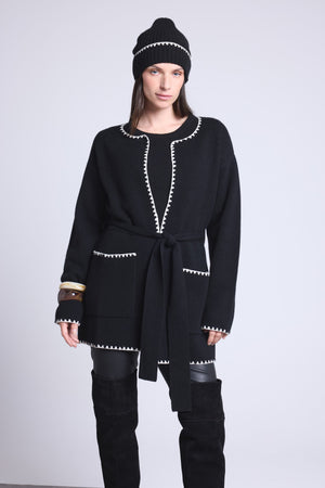 VESTE LONGUE BORDURES CONTRASTEES - SMERALDA