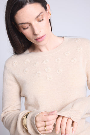 PULL COL ROND FLEURS BRODEES - STEFANIA