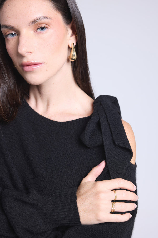 PULL COL ROND OUVERTURE NŒUD EPAULE - TAMARA