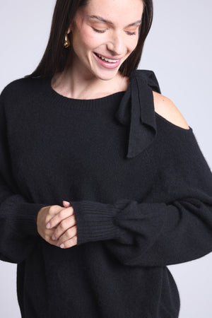 PULL COL ROND OUVERTURE NŒUD EPAULE - TAMARA