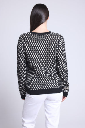 PULL COL ROND GRAPHIQUE TEXTURE - TERRY