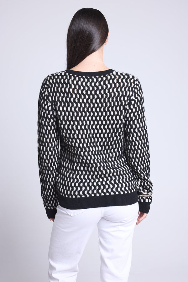 PULL COL ROND GRAPHIQUE TEXTURE - TERRY