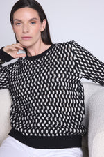 Pull Col Rond Graphique Texture Terry